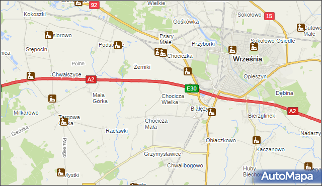 mapa Chocicza Wielka, Chocicza Wielka na mapie Targeo