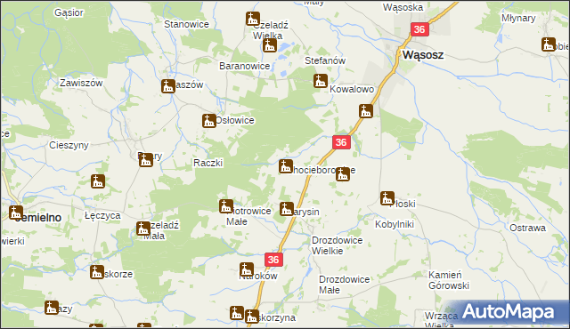 mapa Chocieborowice, Chocieborowice na mapie Targeo
