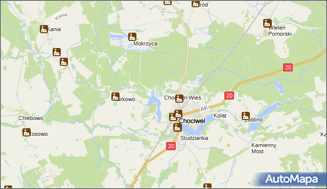 mapa Chociwel-Wieś, Chociwel-Wieś na mapie Targeo