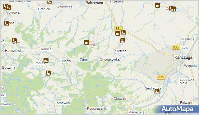 mapa Chodakówka, Chodakówka na mapie Targeo