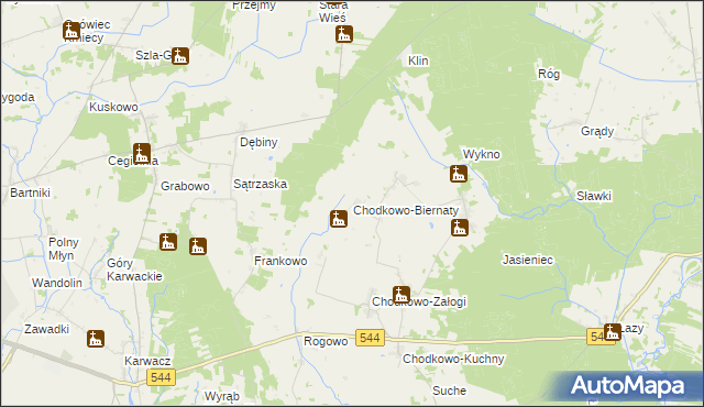 mapa Chodkowo-Biernaty, Chodkowo-Biernaty na mapie Targeo