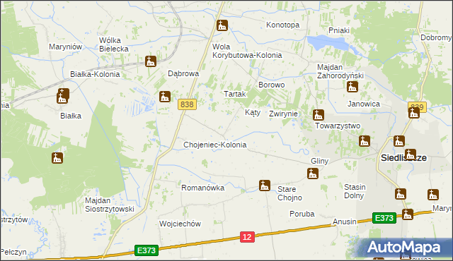 mapa Chojeniec, Chojeniec na mapie Targeo