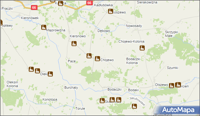 mapa Chojewo, Chojewo na mapie Targeo