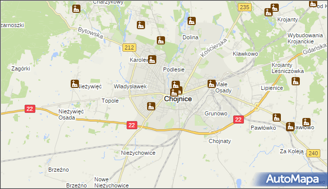 mapa Chojnic, Chojnice na mapie Targeo