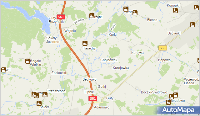mapa Chojnówek, Chojnówek na mapie Targeo
