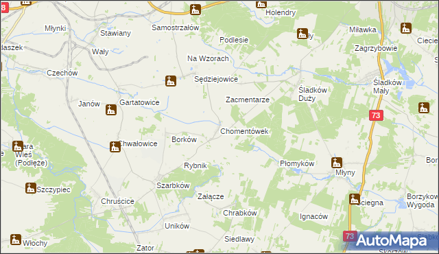 mapa Chomentówek, Chomentówek na mapie Targeo