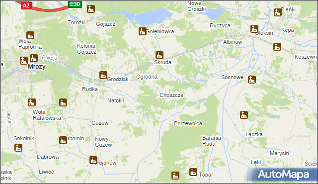 mapa Choszcze, Choszcze na mapie Targeo