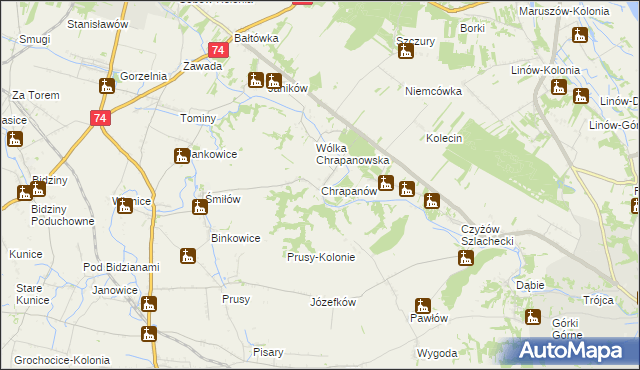 mapa Chrapanów, Chrapanów na mapie Targeo