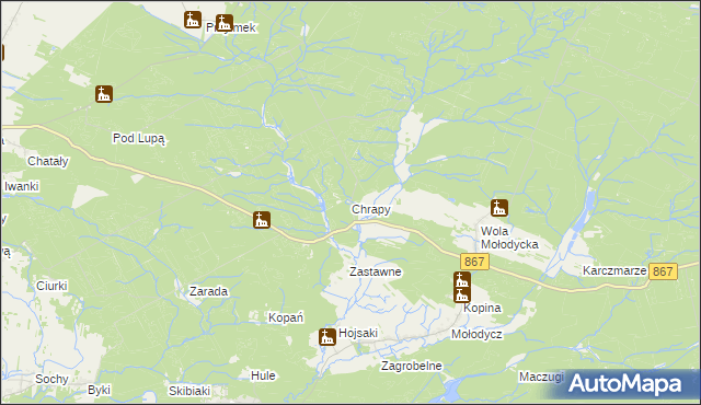 mapa Chrapy, Chrapy na mapie Targeo