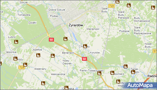 mapa Chroboty, Chroboty na mapie Targeo