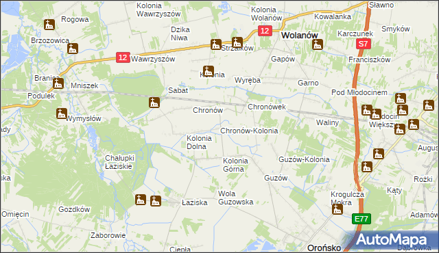 mapa Chronów-Kolonia, Chronów-Kolonia na mapie Targeo