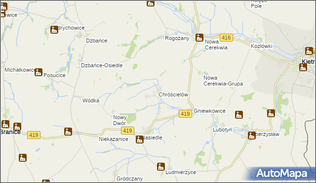mapa Chróścielów, Chróścielów na mapie Targeo