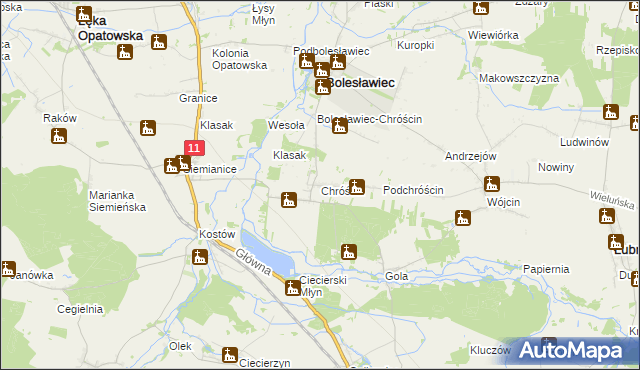 mapa Chróścin, Chróścin na mapie Targeo