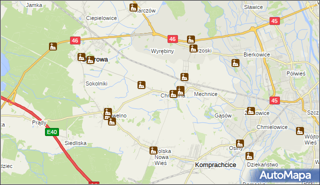 mapa Chróścina gmina Dąbrowa, Chróścina gmina Dąbrowa na mapie Targeo