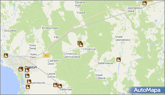 mapa Chrośnica gmina Zbąszyń, Chrośnica gmina Zbąszyń na mapie Targeo