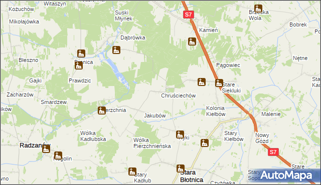 mapa Chruściechów gmina Stara Błotnica, Chruściechów gmina Stara Błotnica na mapie Targeo