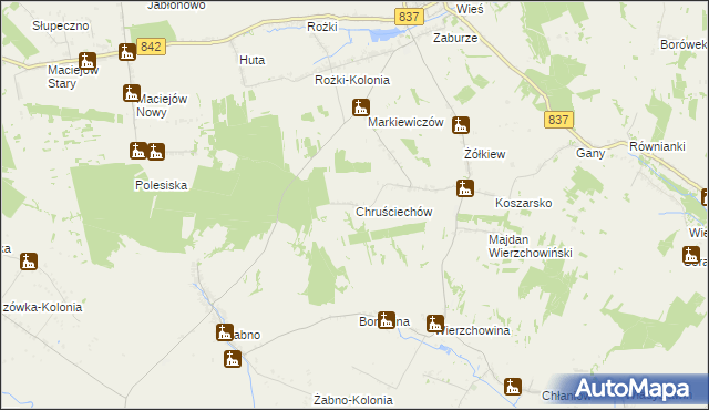 mapa Chruściechów gmina Żółkiewka, Chruściechów gmina Żółkiewka na mapie Targeo