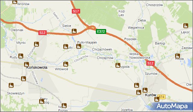 mapa Chrząchów, Chrząchów na mapie Targeo