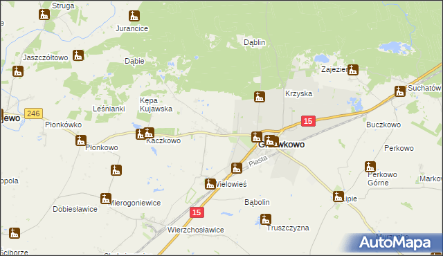 mapa Chrząstowo gmina Gniewkowo, Chrząstowo gmina Gniewkowo na mapie Targeo