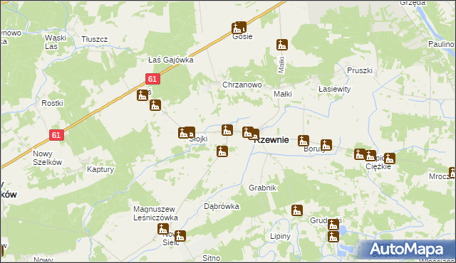 mapa Chrzczony gmina Rzewnie, Chrzczony gmina Rzewnie na mapie Targeo