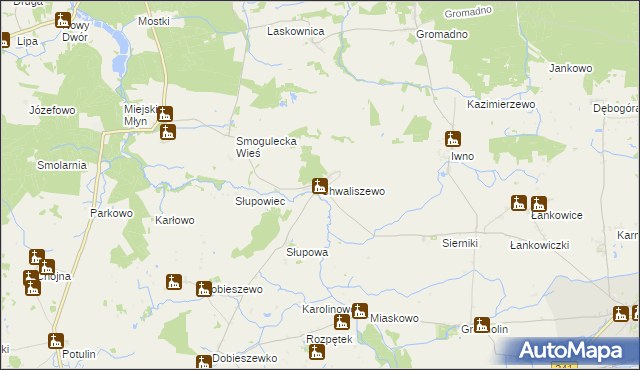 mapa Chwaliszewo gmina Kcynia, Chwaliszewo gmina Kcynia na mapie Targeo