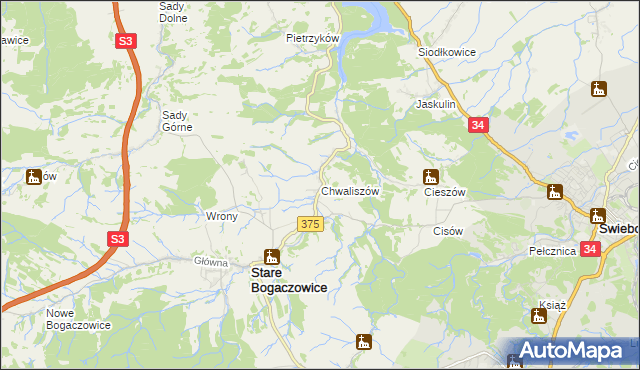 mapa Chwaliszów, Chwaliszów na mapie Targeo