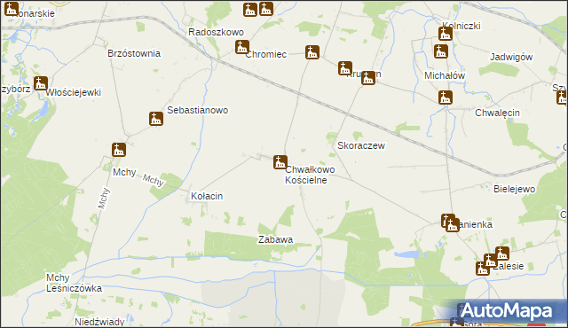 mapa Chwałkowo Kościelne, Chwałkowo Kościelne na mapie Targeo