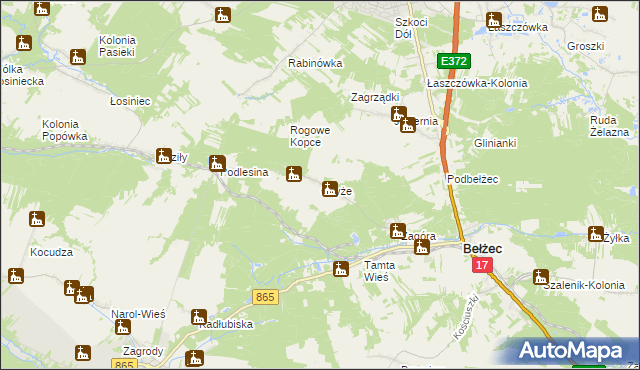 mapa Chyże gmina Bełżec, Chyże gmina Bełżec na mapie Targeo