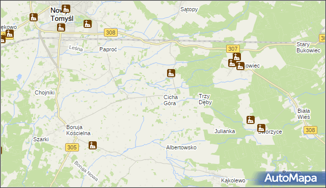 mapa Cicha Góra, Cicha Góra na mapie Targeo