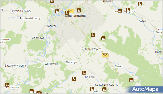 mapa Ciechanowczyk, Ciechanowczyk na mapie Targeo