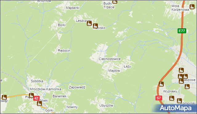 mapa Ciechostowice, Ciechostowice na mapie Targeo