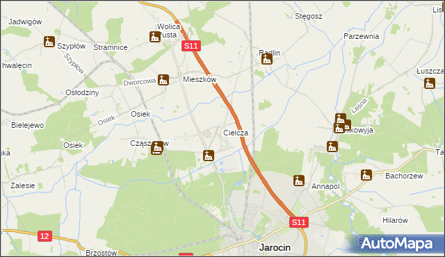 mapa Cielcza, Cielcza na mapie Targeo