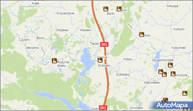 mapa Ciernie gmina Prostki, Ciernie gmina Prostki na mapie Targeo