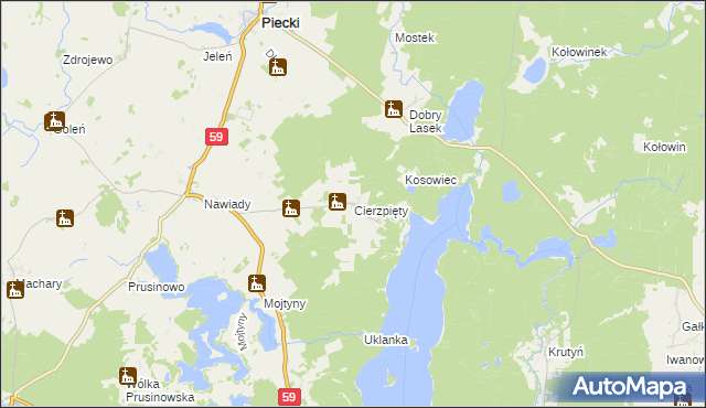 mapa Cierzpięty gmina Piecki, Cierzpięty gmina Piecki na mapie Targeo