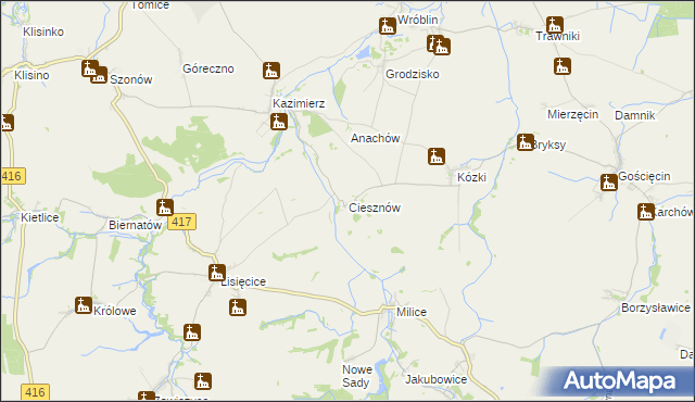 mapa Ciesznów, Ciesznów na mapie Targeo