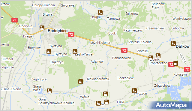 mapa Ciężków gmina Poddębice, Ciężków gmina Poddębice na mapie Targeo