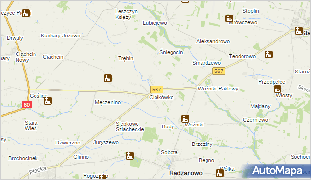 mapa Ciółkowo, Ciółkowo na mapie Targeo