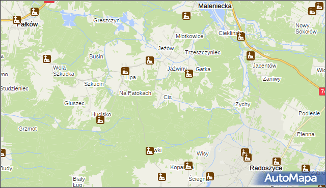 mapa Cis gmina Ruda Maleniecka, Cis gmina Ruda Maleniecka na mapie Targeo