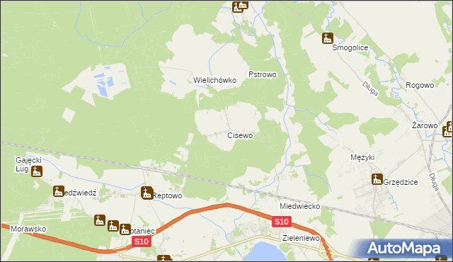 mapa Cisewo, Cisewo na mapie Targeo