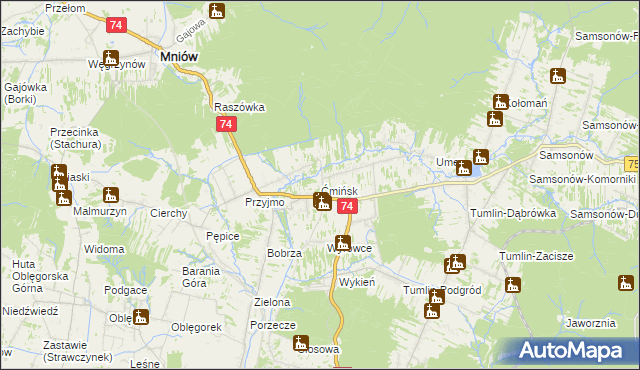 mapa Ćmińsk, Ćmińsk na mapie Targeo