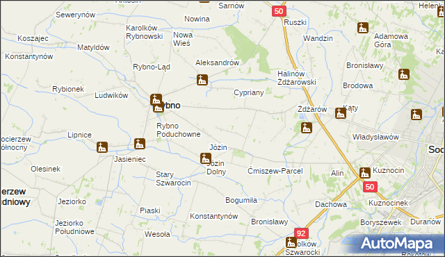 mapa Ćmiszew Rybnowski, Ćmiszew Rybnowski na mapie Targeo