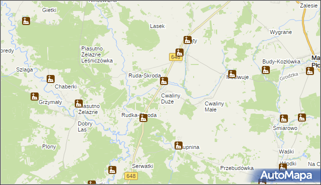 mapa Cwaliny Duże, Cwaliny Duże na mapie Targeo