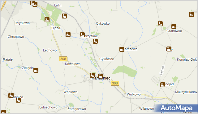 mapa Cykówiec, Cykówiec na mapie Targeo