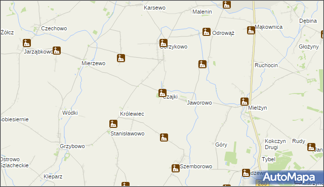 mapa Czajki gmina Witkowo, Czajki gmina Witkowo na mapie Targeo