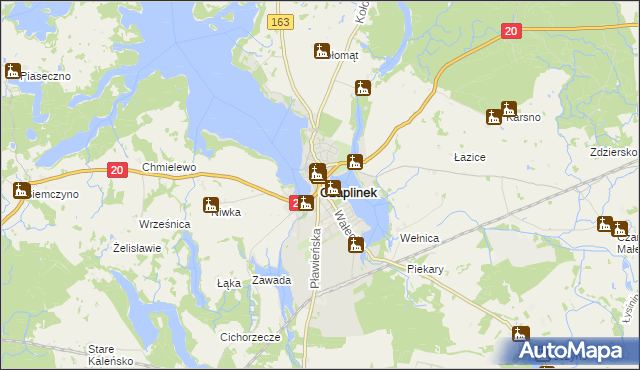 mapa Czaplinek powiat drawski, Czaplinek powiat drawski na mapie Targeo