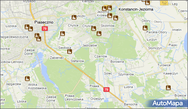 mapa Czarnów gmina Konstancin-Jeziorna, Czarnów gmina Konstancin-Jeziorna na mapie Targeo