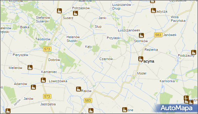 mapa Czarnów gmina Pacyna, Czarnów gmina Pacyna na mapie Targeo