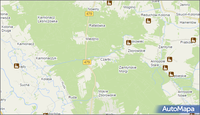 mapa Czartki gmina Sieradz, Czartki gmina Sieradz na mapie Targeo