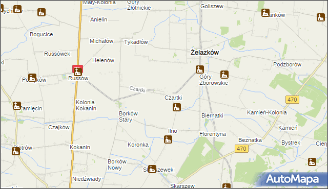mapa Czartki gmina Żelazków, Czartki gmina Żelazków na mapie Targeo
