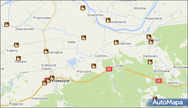 mapa Czartów, Czartów na mapie Targeo